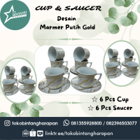 CUP & SAUCER DESAIN MARMER PUTIH GOLD no-image
