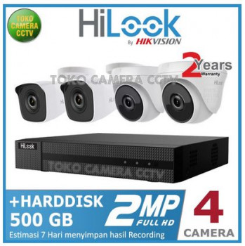 PAKET CCTV HILOOK 2MP 4 CHANNEL HDD 500GB