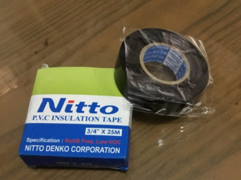 isolasi warna hitam nitto denko 3/4 x 25 m