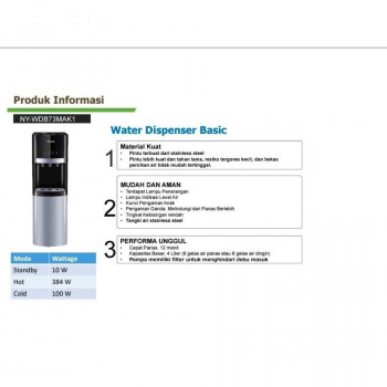 DISPENSER PANASONIC NY-WDB73MA-K1 KOMPRESOR GALON BAWAH