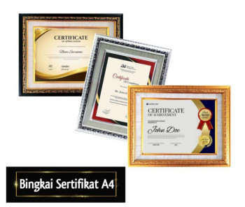 Cetak Sertifikat  / Piagam (A4 + Bingkai)
